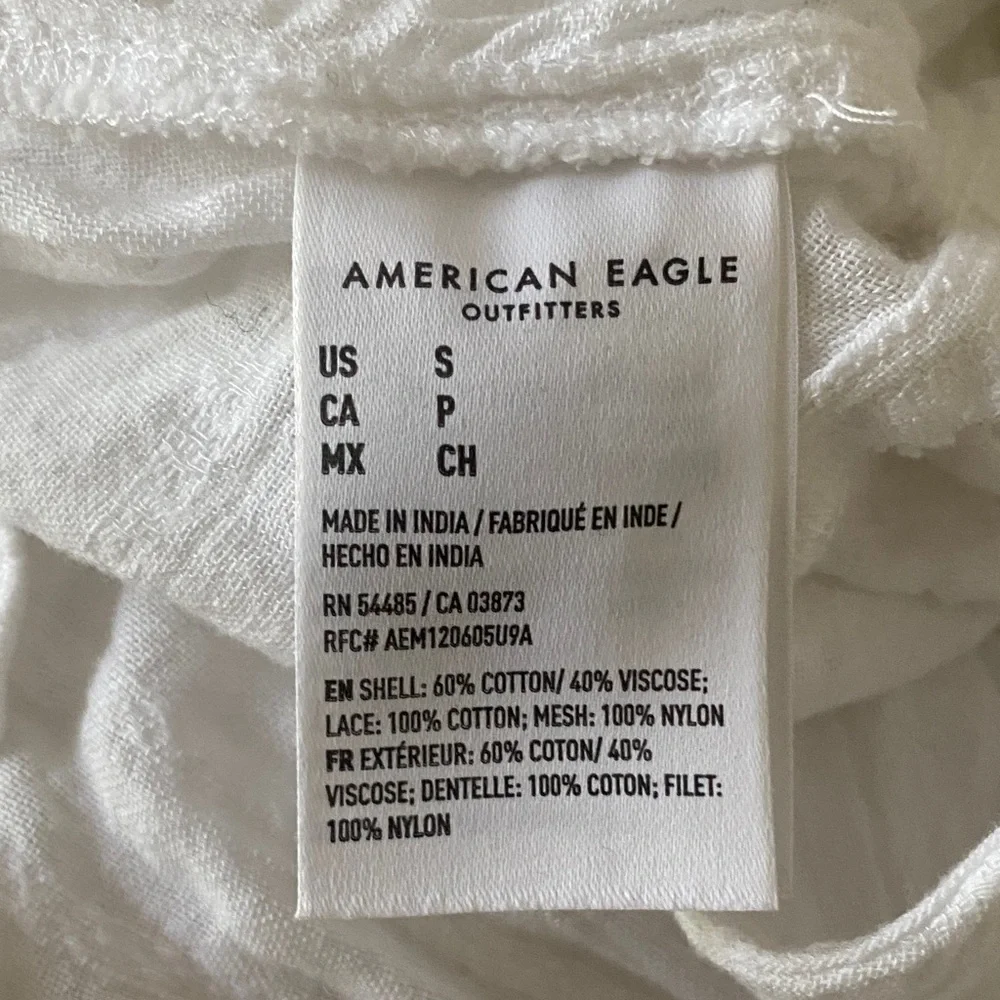 American Eagle White Lace Tie Front Shrug Boho Cropped Cardigan Small - Picture 10 of 10